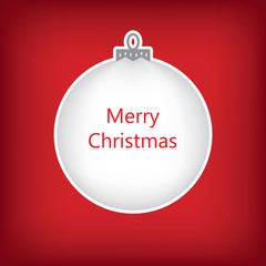 white christmas bauble with Merry Christmas text, christmas gree
