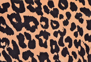 Black and orange leopard fur pattern. Spotted animal print as background.