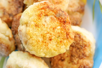 Closeup of fish cutlet.