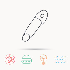 Pin icon. Stationery sign.