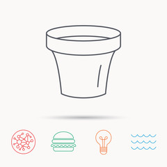 Flower pot icon. Gardening ceramic container.