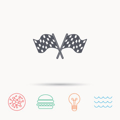 Crosswise racing flags icon. Finishing symbol.