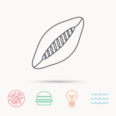 Rugby ball icon. American football sign.