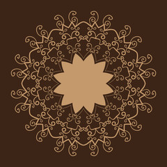 Stylized Oriental Lace Brown Color.Oriental Wallpaper. Mandala Tile. Card of invitation Vintage decorative elements