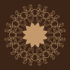 Stylized Oriental Lace Brown Color.Oriental Wallpaper. Mandala Tile. Card of invitation Vintage decorative elements