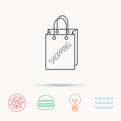 Shopping bag icon. Sale handbag sign.