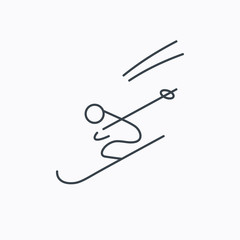 Skiing icon. Skis jumping extreme sport sign.