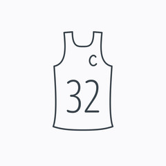 Team captain icon. Basketball shirt sign.