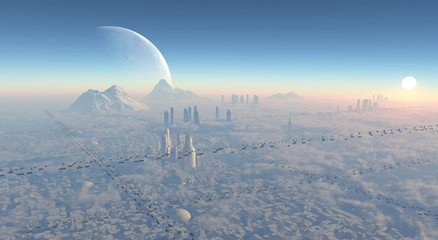 ciudad atardecer desde el cielo  © juanmrgt