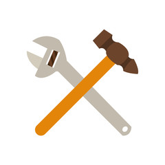 Tools. Hammer and wrench.