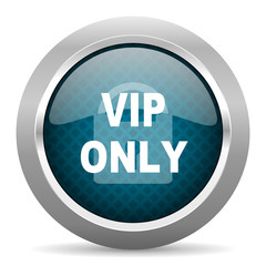 vip only blue silver chrome border icon on white background