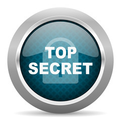 top seret blue silver chrome border icon on white background