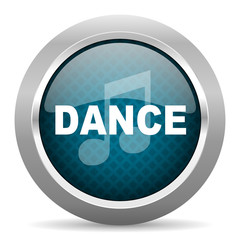 dance music blue silver chrome border icon on white background