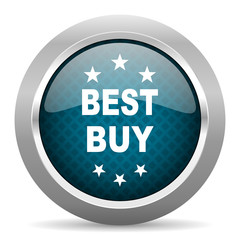 best buy blue silver chrome border icon on white background