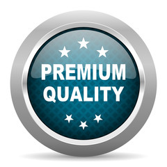 premium quality blue silver chrome border icon on white background