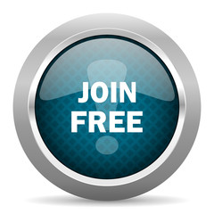 join free blue silver chrome border icon on white background