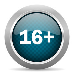 adults blue silver chrome border icon on white background