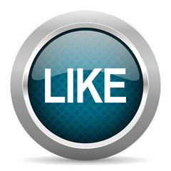 like blue silver chrome border icon on white background