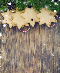 Christmas cookies on wooden backgrround