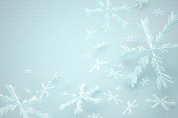 Fototapeta na wymiar White mint snowflake abstract winter background
