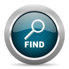 find blue silver chrome border icon on white background