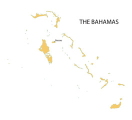 Fototapeta na wymiar vector map of Bahamas with indication of Nassau