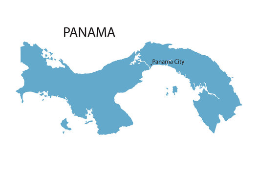 blue map of Panama with indication of Panama City