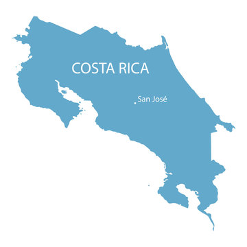 blue map of Costa Rica with indication of San Jose