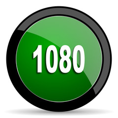1080 green web glossy icon with shadow on white background