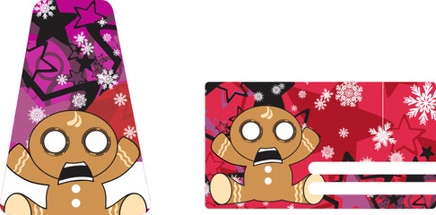 xmas gingerbread kid cartoon expression gift card in vector format