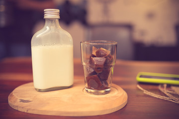 Milk and vanilla pod vintage color