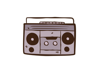 hand drawn retro boombox