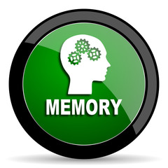 memory green web glossy icon with shadow on white background