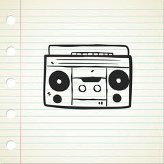 Fototapeta premium hand drawn retro boombox