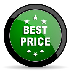 best price green web glossy icon with shadow on white background