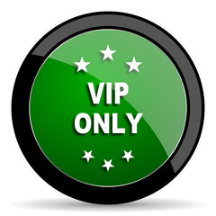vip only green web glossy icon with shadow on white background