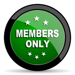 members only green web glossy icon with shadow on white background