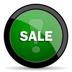 sale green web glossy icon with shadow on white background