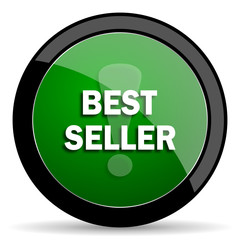 best seller green web glossy icon with shadow on white background