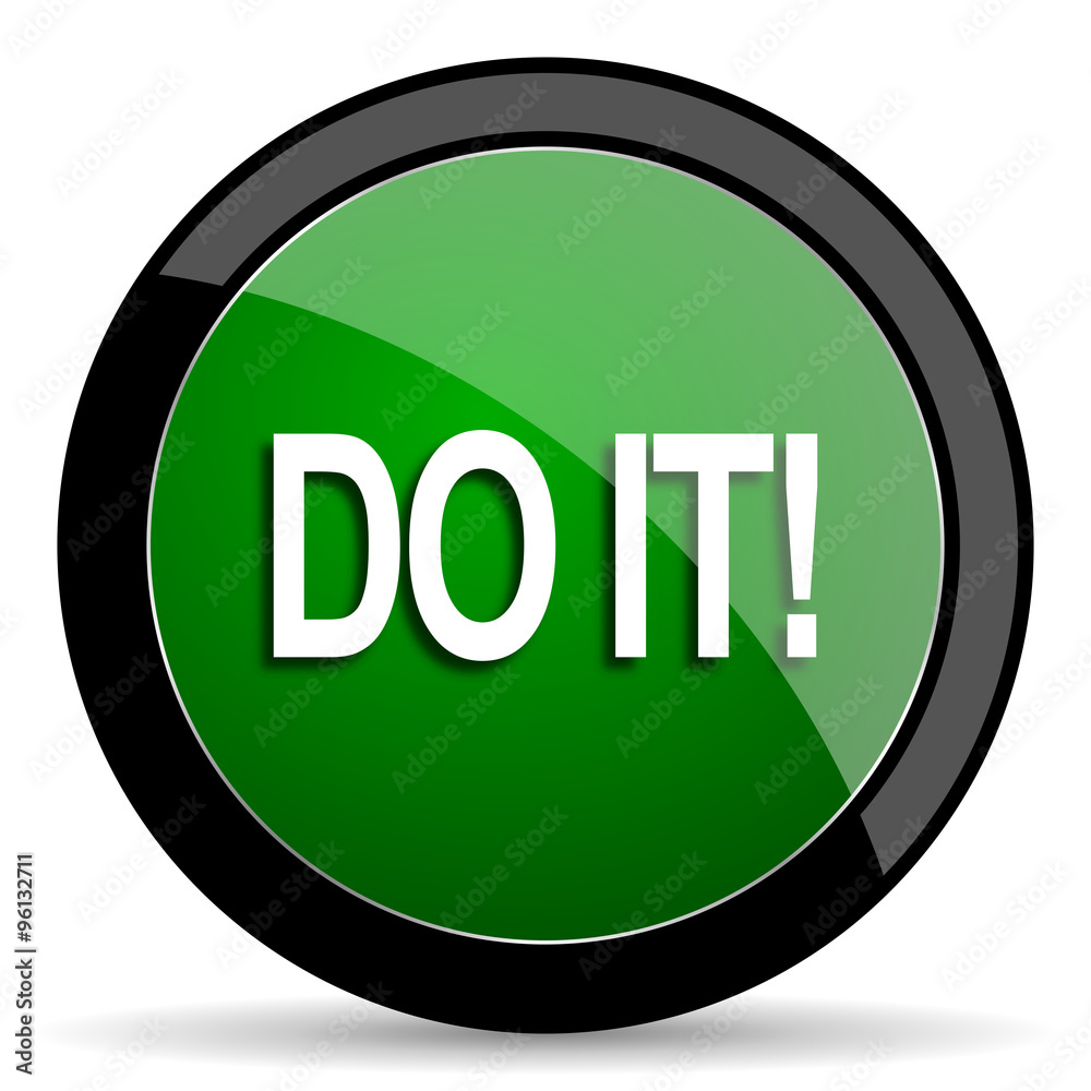 Poster do it green web glossy icon with shadow on white background