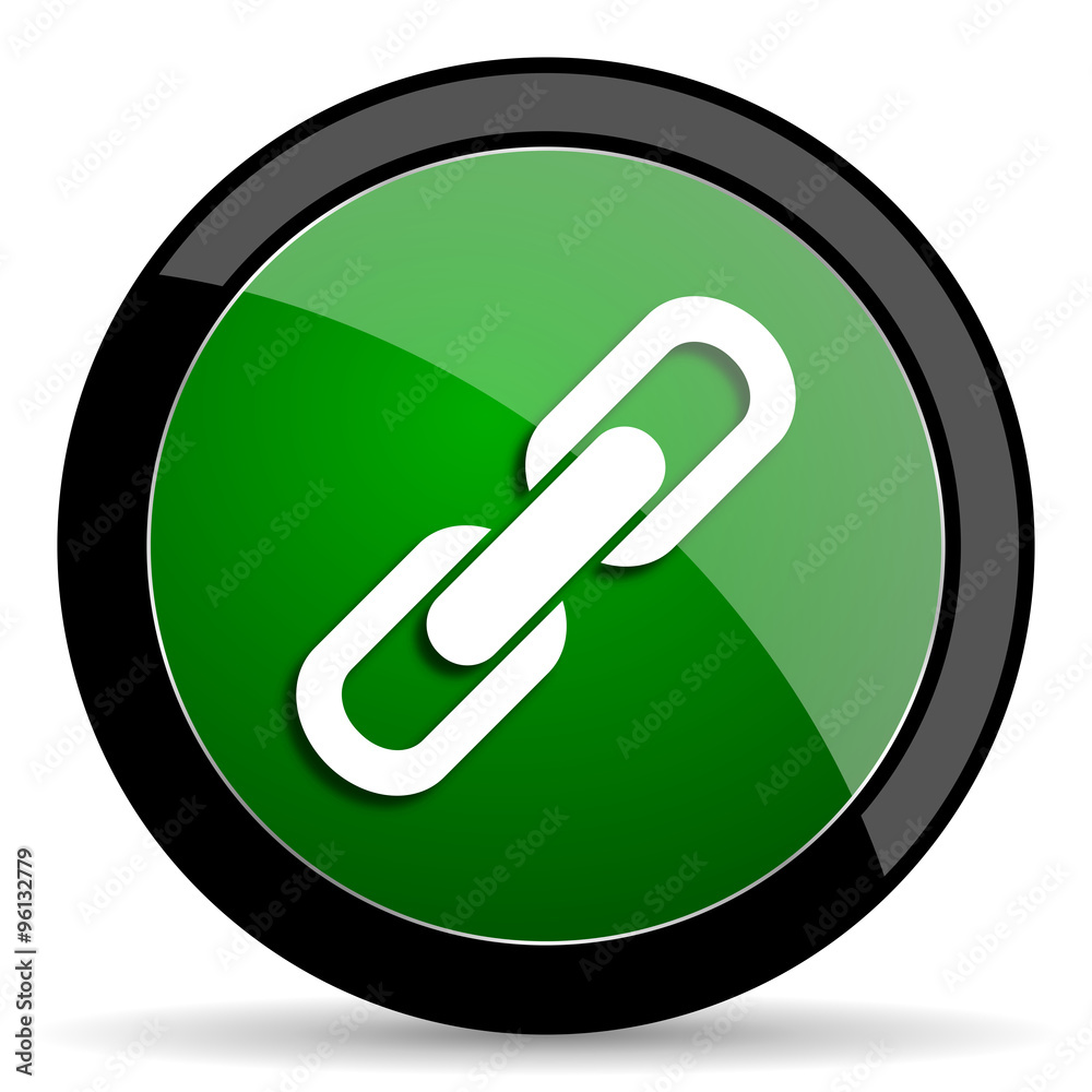 Fototapete link green web glossy icon with shadow on white background