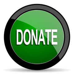 donate green web glossy icon with shadow on white background