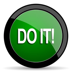 do it green web glossy icon with shadow on white background
