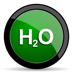 water green web glossy icon with shadow on white background