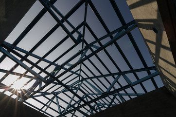 Structure of steel roof.