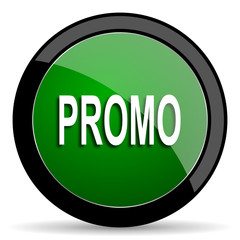 promo green web glossy icon with shadow on white background