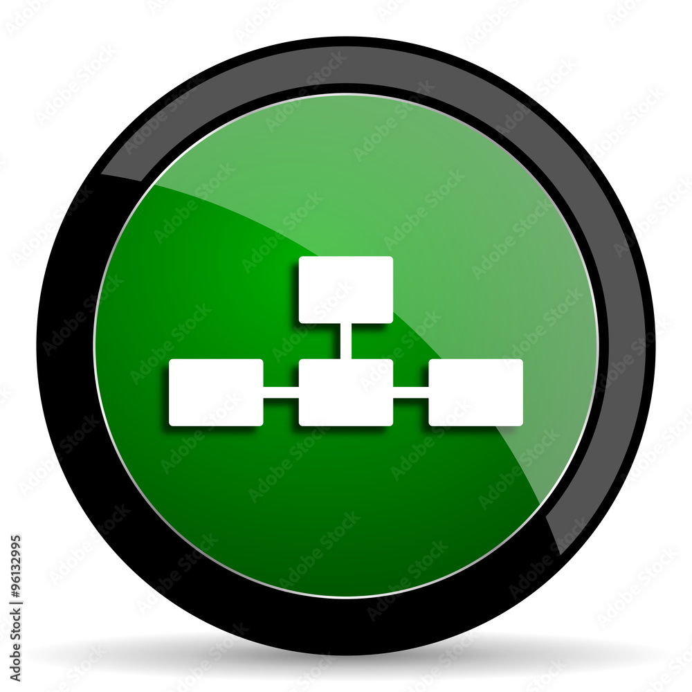 Aufkleber database green web glossy icon with shadow on white background