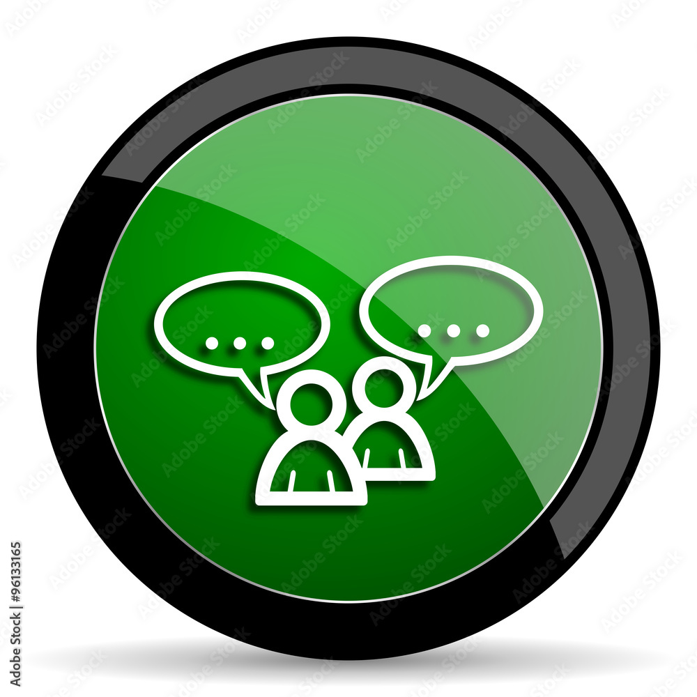 Poster forum green web glossy icon with shadow on white background