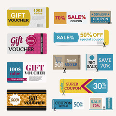 Vector illustration of gift voucher template collection