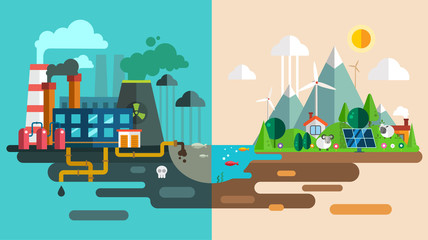 Green eco city die ecology concept. New energy type